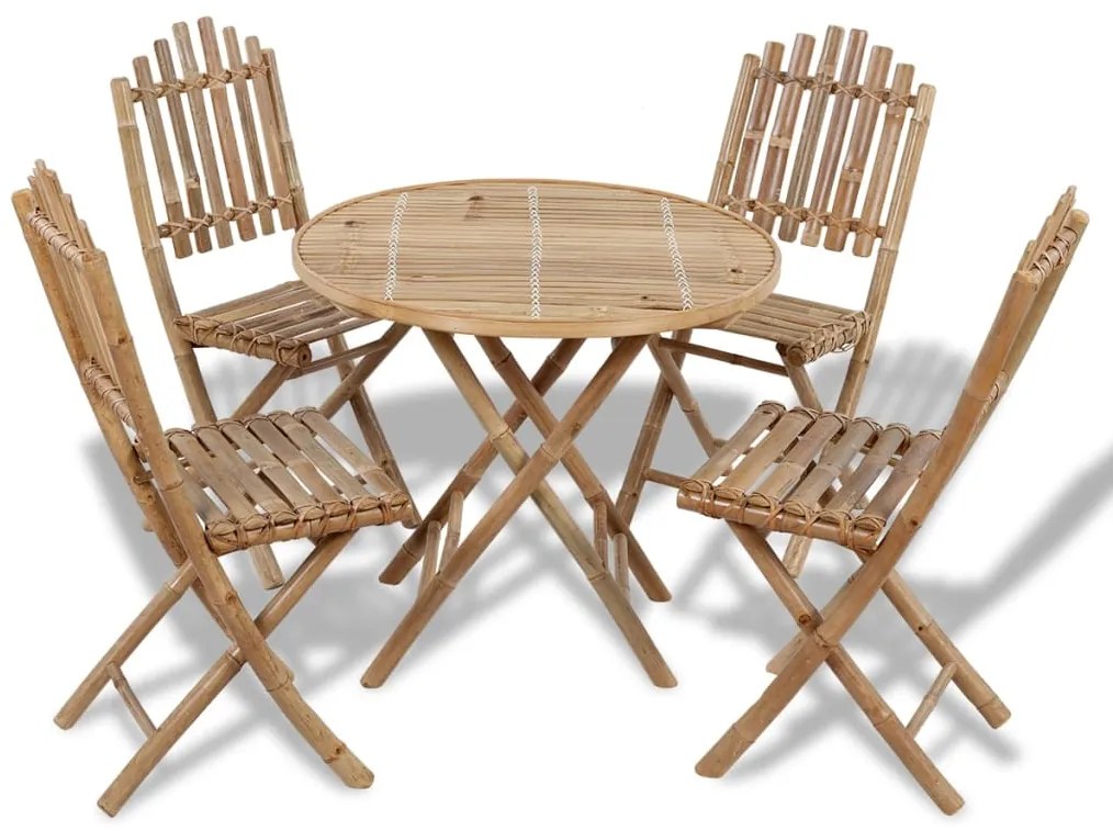 41497 vidaXL Set mobilier de exterior pliabil, 5 piese, bambus