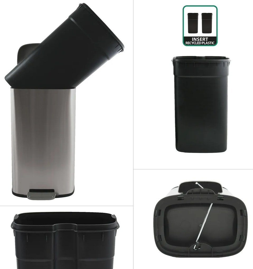 Coș de gunoi cu pedală soft-close Spirella Akira50 l, oțel inoxidabil periat, 50 l