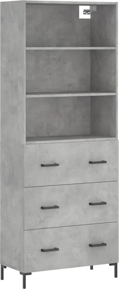 vidaXL Dulap înalt, gri beton, 69,5x34x180, lemn compozit