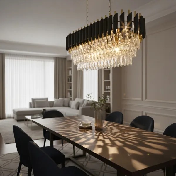 Brilagi - Lustru suspendat pe lanț ECLIPSE 10xE14/10W/230V 78x28 cm negru/auriu