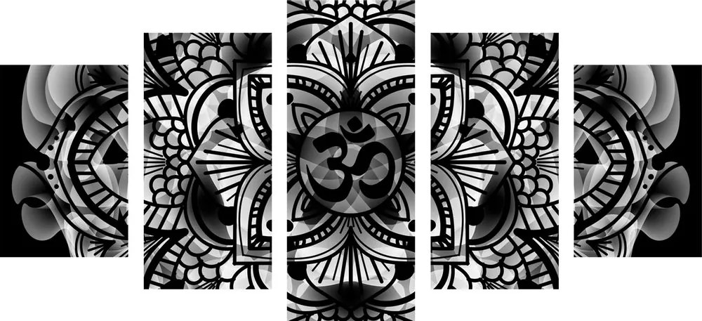 Tablou 5-piese Mandala sănătății în design alb-negru