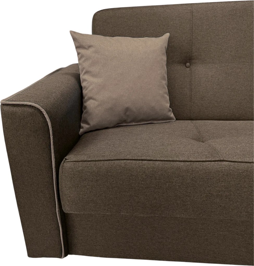 Canapea VERA extensibila, 3 locuri, lada de depozitare, stofa maro + crem, 225x90x90 Maro + Crem, Stofa