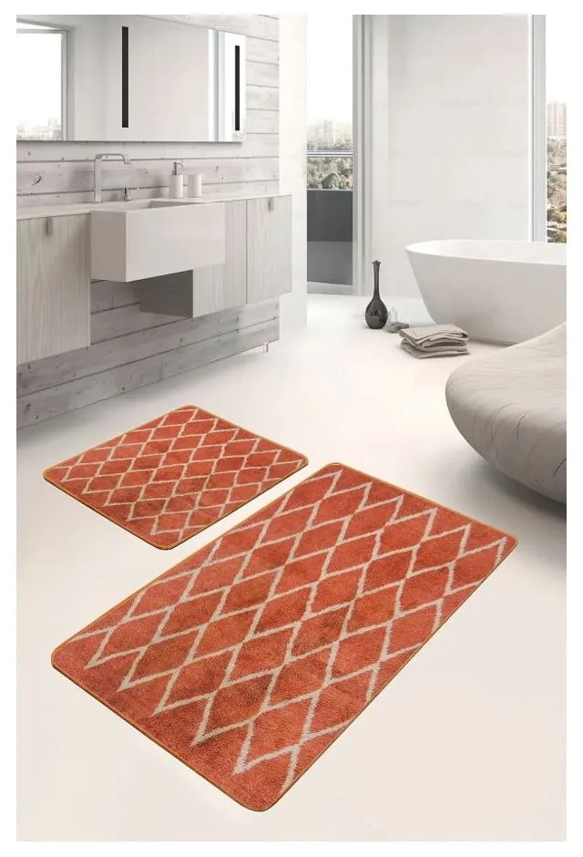 Covorașe de baie teracotă 2 buc. din catifea 60x100 cm – Mila Home