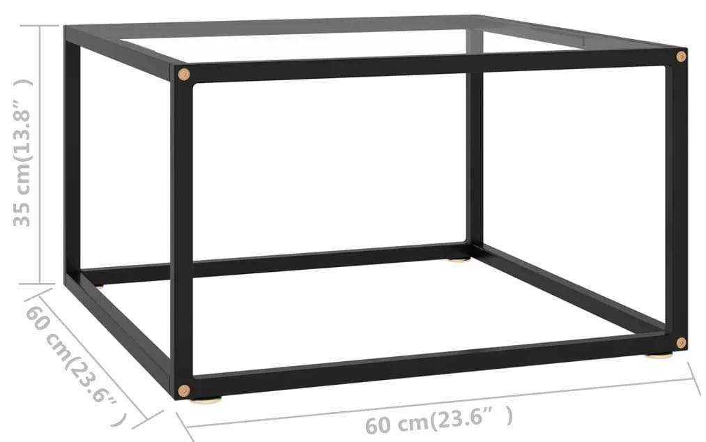 Masuta de cafea, negru, 60x60x35 cm, sticla securizata 1, Transparent, 60 x 60 x 35 cm