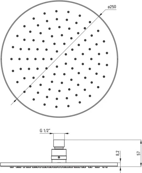 CASCADA Cap de duș, rotund - 250 mm NAC_C91K Finisaj: Bronz periat