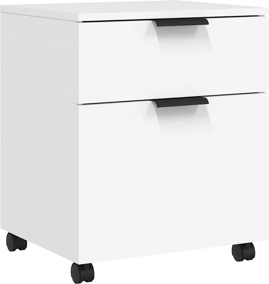 vidaXL Fișet mobil cu roți, alb, 45x38x54 cm, lemn prelucrat