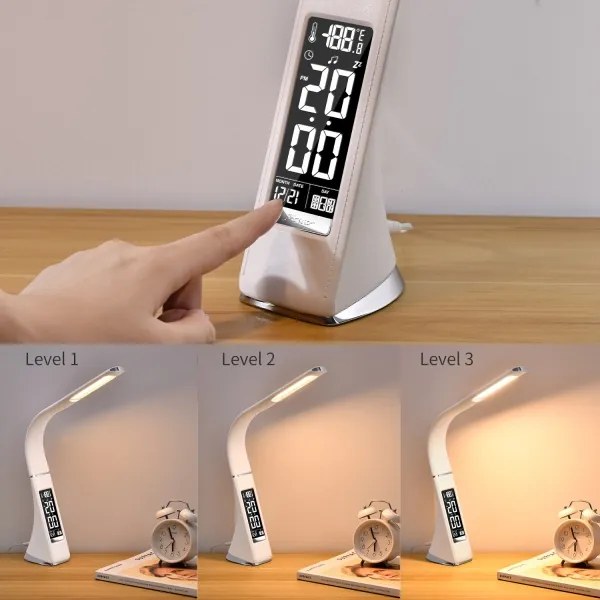 Lampă LED de masă dimabilă cu afișaj PELLE LED/7W/230V alb Brilagi