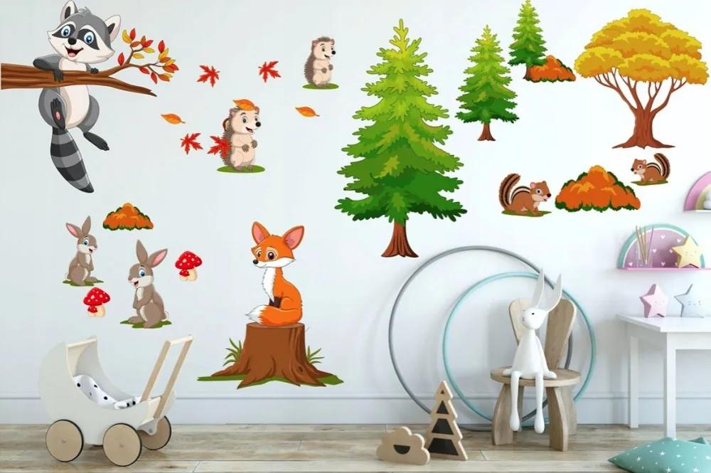 Autocolant colorat pentru copii Happy Forest Animals 100 x 240 cm