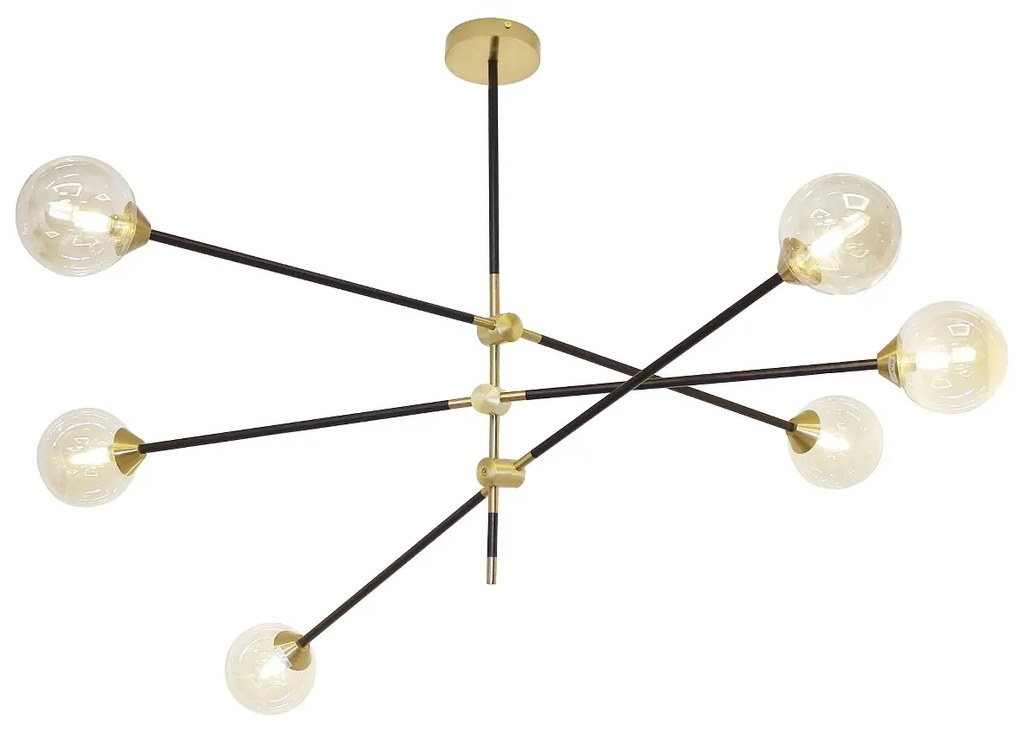 Lustra moderna cu 6 surse de lumina SOLEN 6 BK/GO
