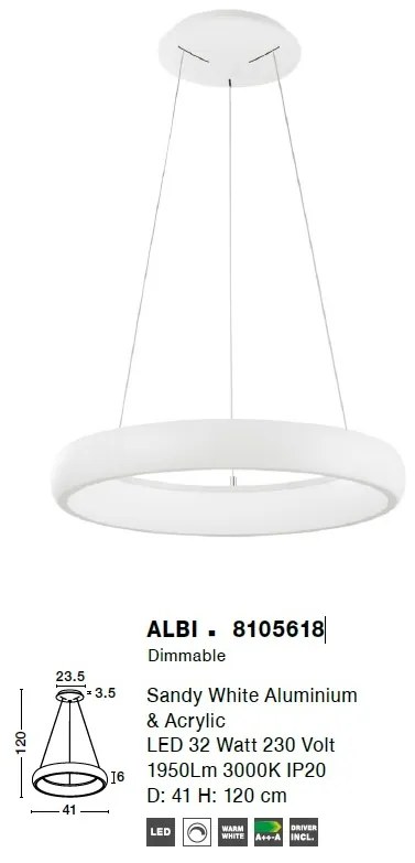 Lustra LED design modern circular ALBI 32W alba NVL-8105618