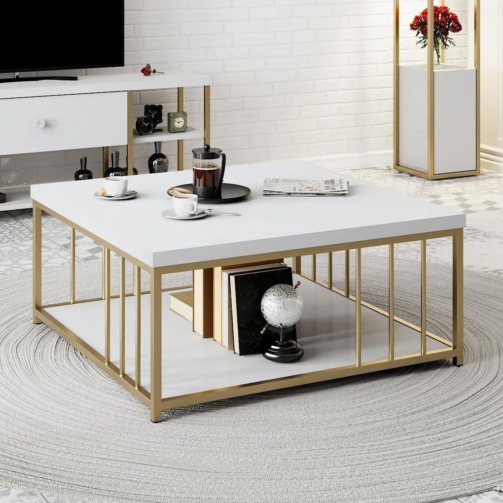 Măsuță de conferință Zenn White and Gold