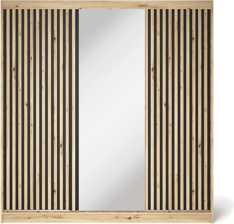 Dulap cu uși glisante Emerio III, 180x60x204 cm – Stejar Artisan