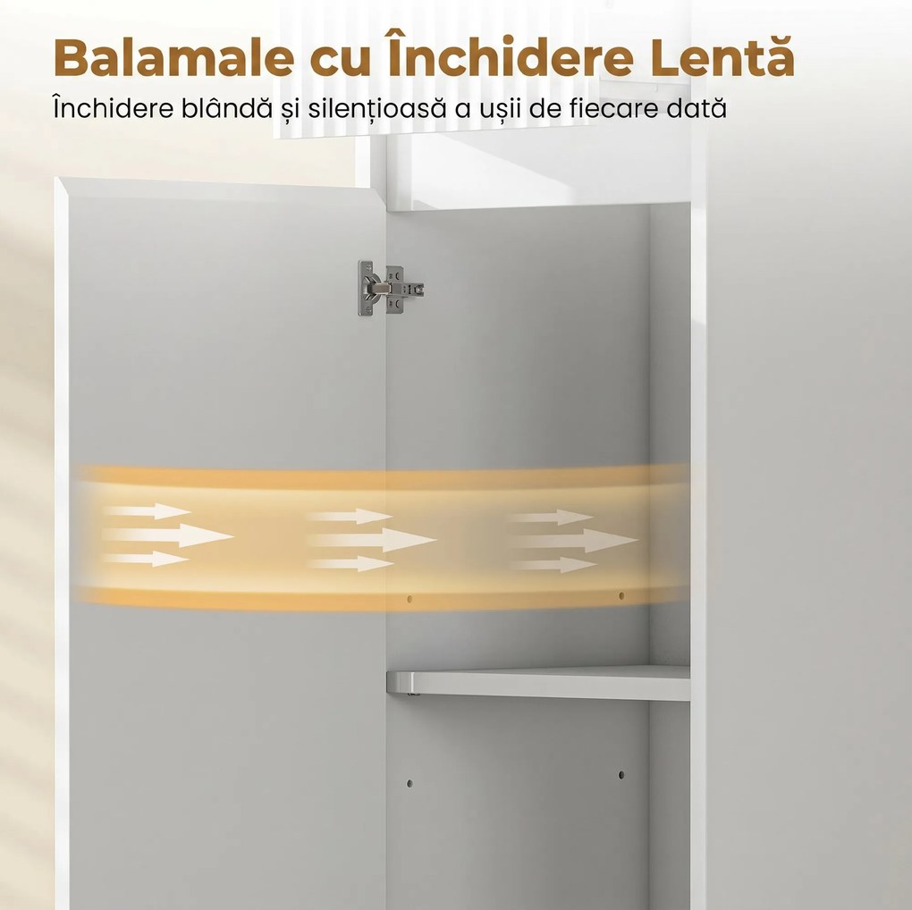 HOMCOM Dulap de Baie Înalt, Dulap Independent cu Raft Reglabil | Aosom Romania