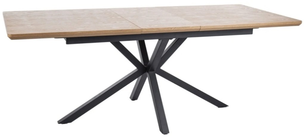 Masa extensibila LOGAN, stejar/negru, furnir/metal, 160/200x90x76 cm