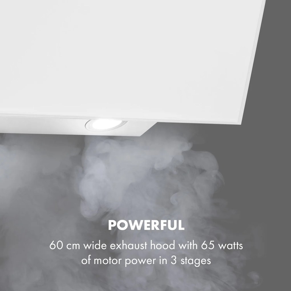 Laurel 60, hotă, 60 cm, putere de extracție 350 m³ / h, LED, ecran tactil, alb