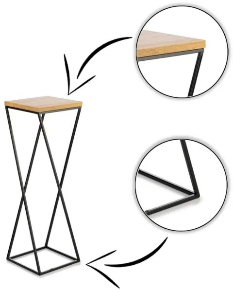 Suport pentru flori LOFT 70x24 cm negru/maro