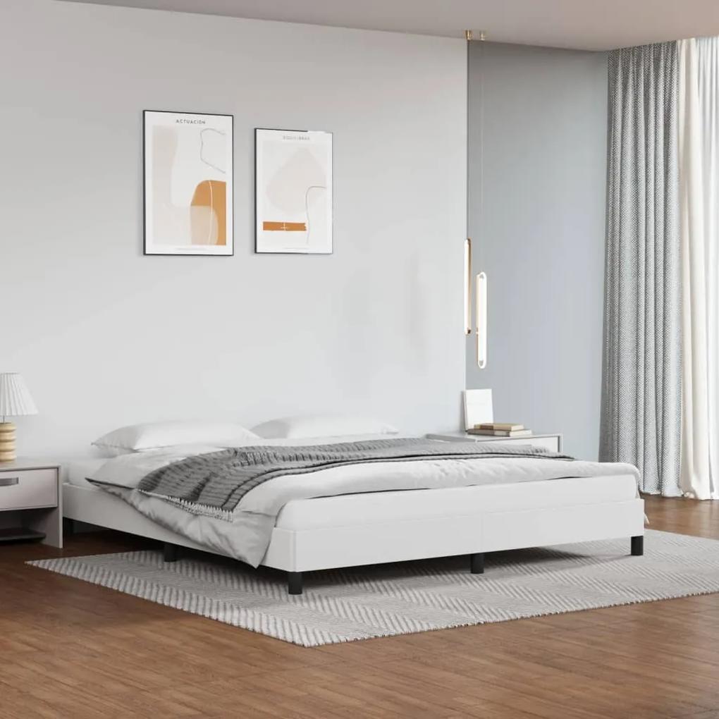 Cadru de pat, alb, 180x200 cm, piele ecologica Alb, 25 cm, 180 x 200 cm