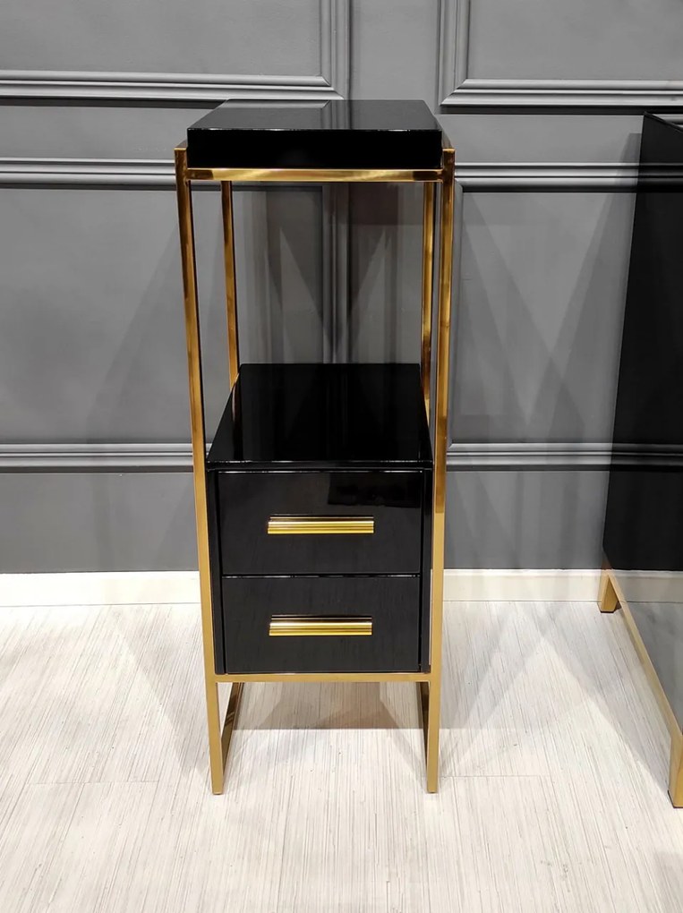 Consola Rodez III negru/gold – H103 cm
