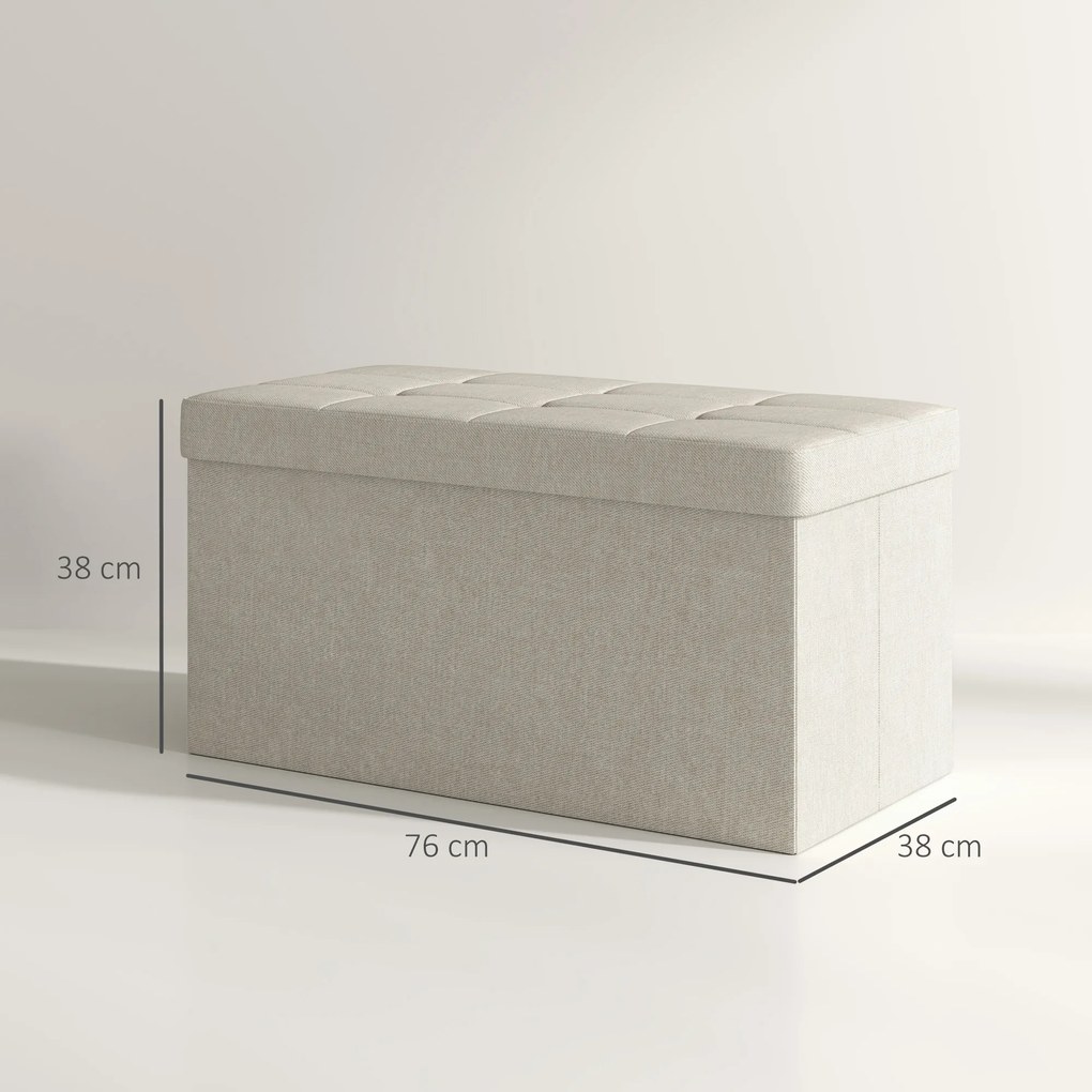 HOMCOM Banc de depozitare pouf de depozitare pliabil bout de lit repose-pieds cu capac capitonat 76L x 38l x 38H cm crem | Aosom Romania