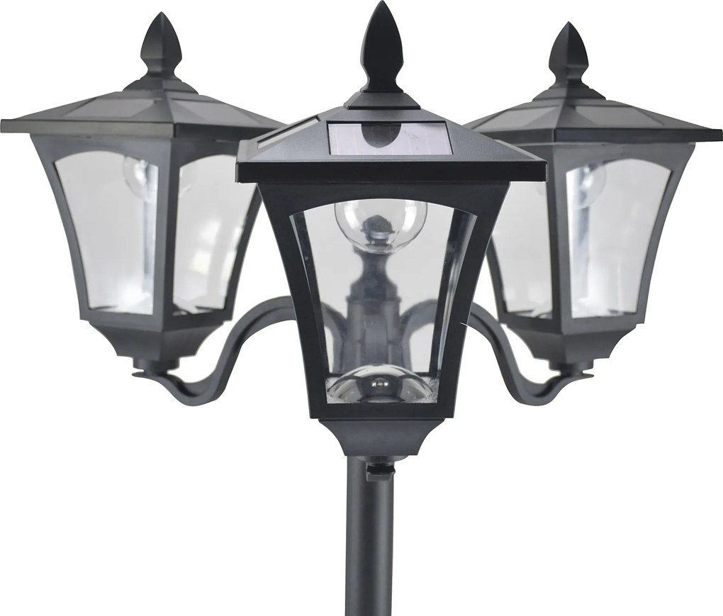 Outsunny Felinar de Grădină Led cu Energie Solară, Lampa solara gradina,51.5 × 47 × 182.5cm, Negru | Aosom Romania