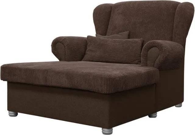 Șezlong maro închis cu tapițerie din catifea reiată Lord – Ropez