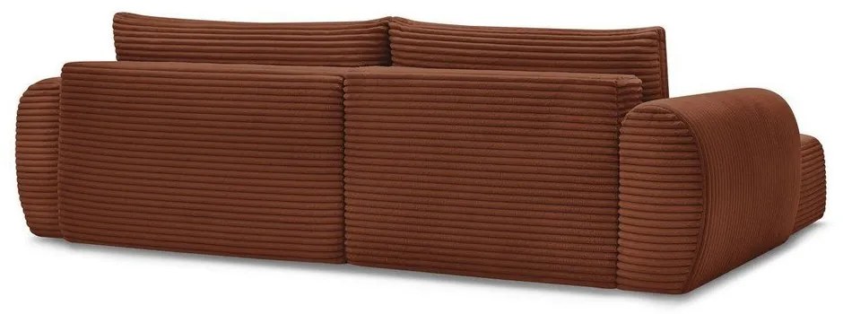 Colțar cărămiziu extensibil cu tapițerie din catifea reiată (cu colț pe partea stângă ) Lucien – Bobochic Paris