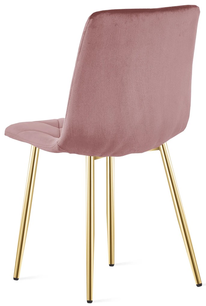 Scaun de dining din catifea roz LIBRA cu picioare aurii