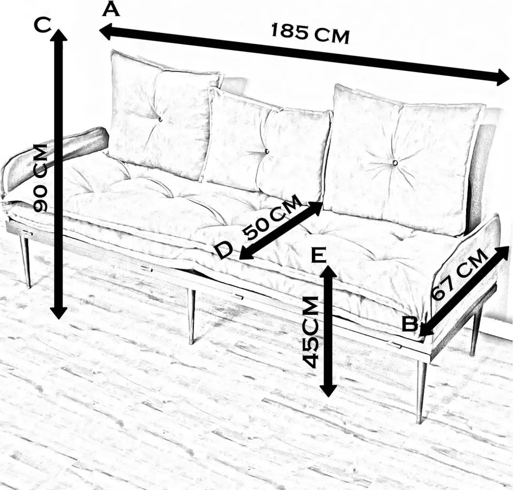 Canapea 3 locuri extensibila, Homs maro,20018