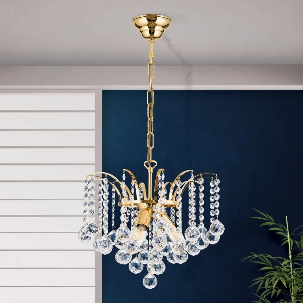Candelabru cristal Asfour design lux KRISTALL KLASSISCH 3L gold/clear