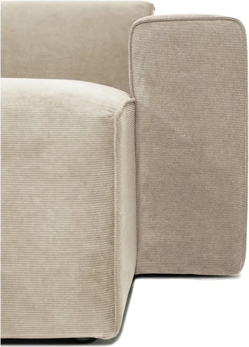 Modul pentru canapea bej din catifea reiată (partea dreaptă) Sting - Scandic