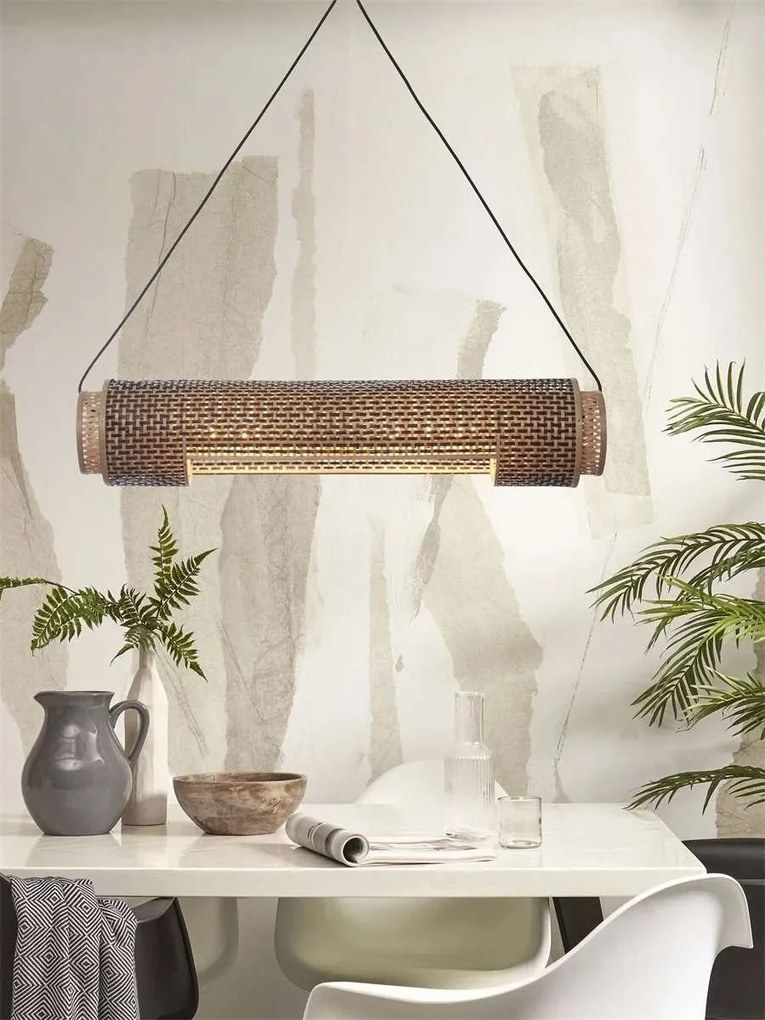 Lustra eco din bambus Bhutan cilinder 85cm, bl/nat