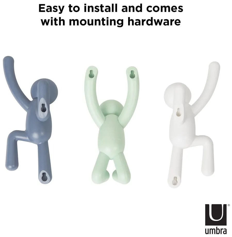 Cârlige 3 buc. de montat pe perete din plastic Buddy – Umbra