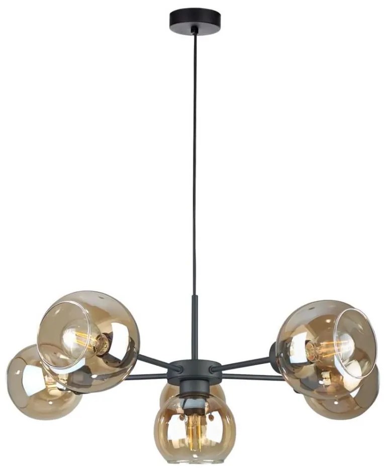 Lustră pe cablu KALIOPE 6xE27/60W/230V negru/bej fumuriu