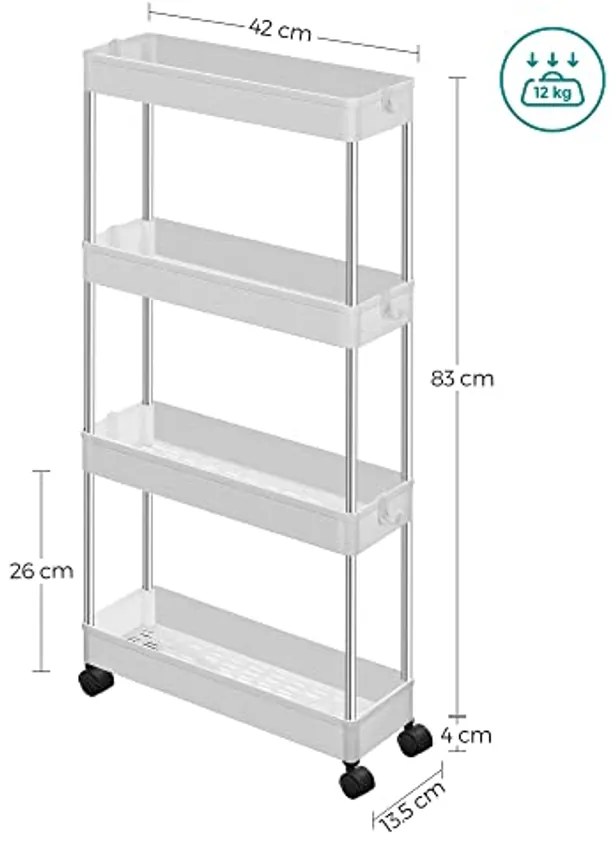 Raft multifunctional pe roti alb BALDA