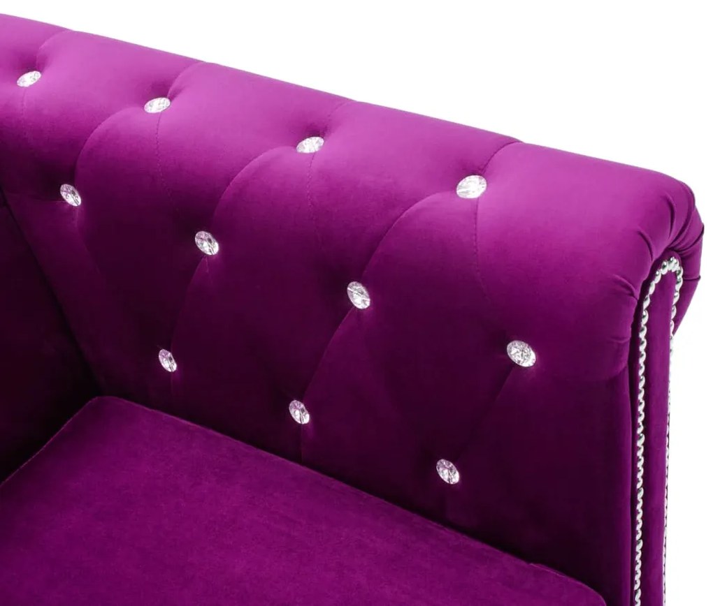 Canapea Chesterfield 2 locuri, catifea, 146x75x72 cm, violet Violet, Canapea cu 2 locuri