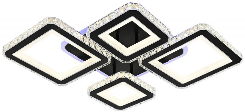 Lustra LED Cu Telecomanda, Elit's Cristal, 2-2Patrate, Negru, 168W, RGB