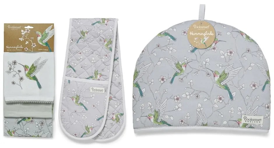 Set cu prosoape, mănușă de bucătărie și capac de ceainic 5 buc. Hummingbirds – Cooksmart ®