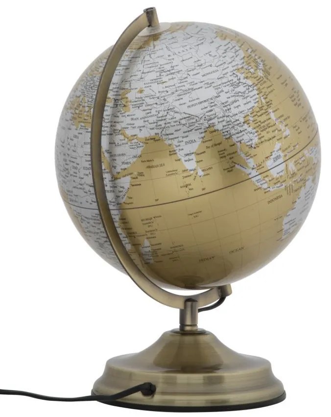 Decoratiune cu lumina ambientala glob auriu/argintiu din metal, ∅ 25 cm, Globe Mauro Ferretti