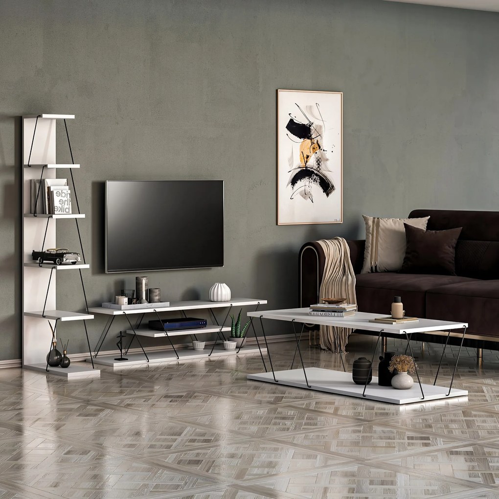 Mobilier living Essmie (Alb + Negru). 1088203