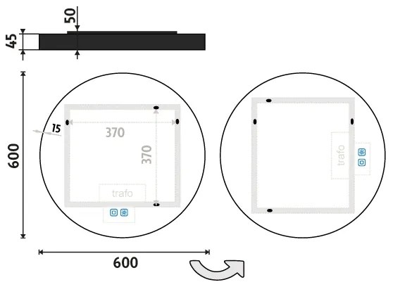 NIMCO ZPC 31000RVX-90 - Oglindă LED pentru baie, iluminare 3000-6500K, 60 cm, IP44