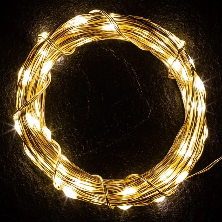Set de 2 bucăți fire luminoase, 50 LED, alb cald