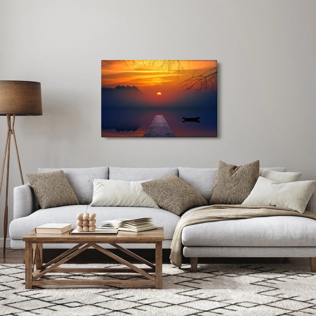 Tablou cu podul în apus de soare (90x60 cm)