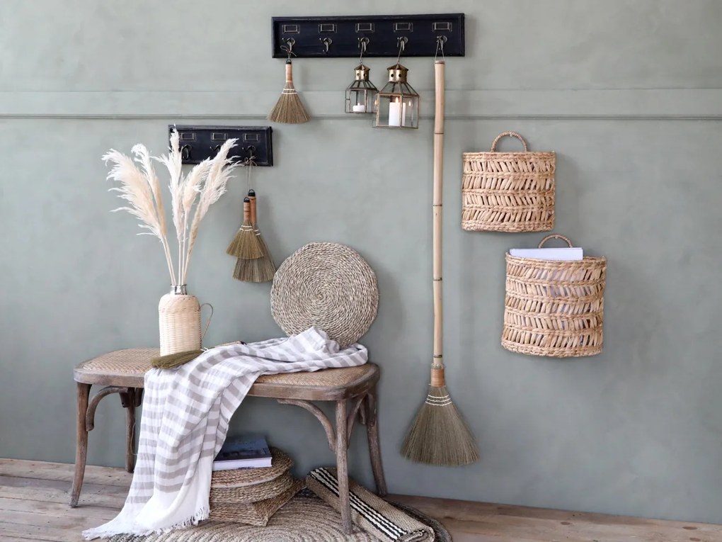 Bancheta din lemn de cauciuc, rattan si rachita , cu aspect vintage, Old French