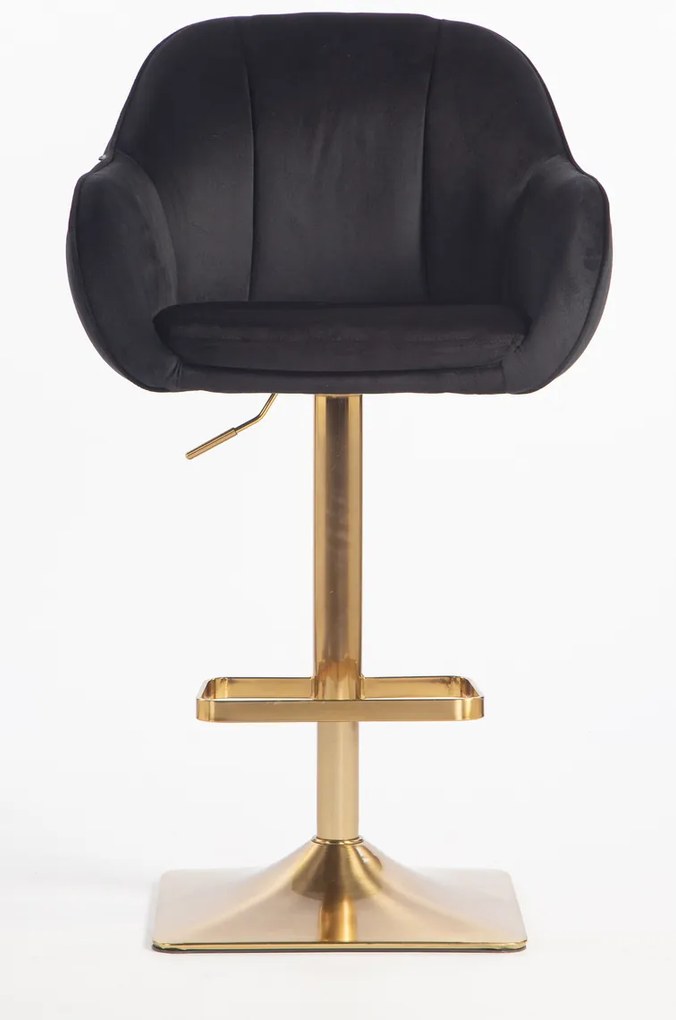 HR2055KW Scaun Neagră din Catifea cu Bază Aurie