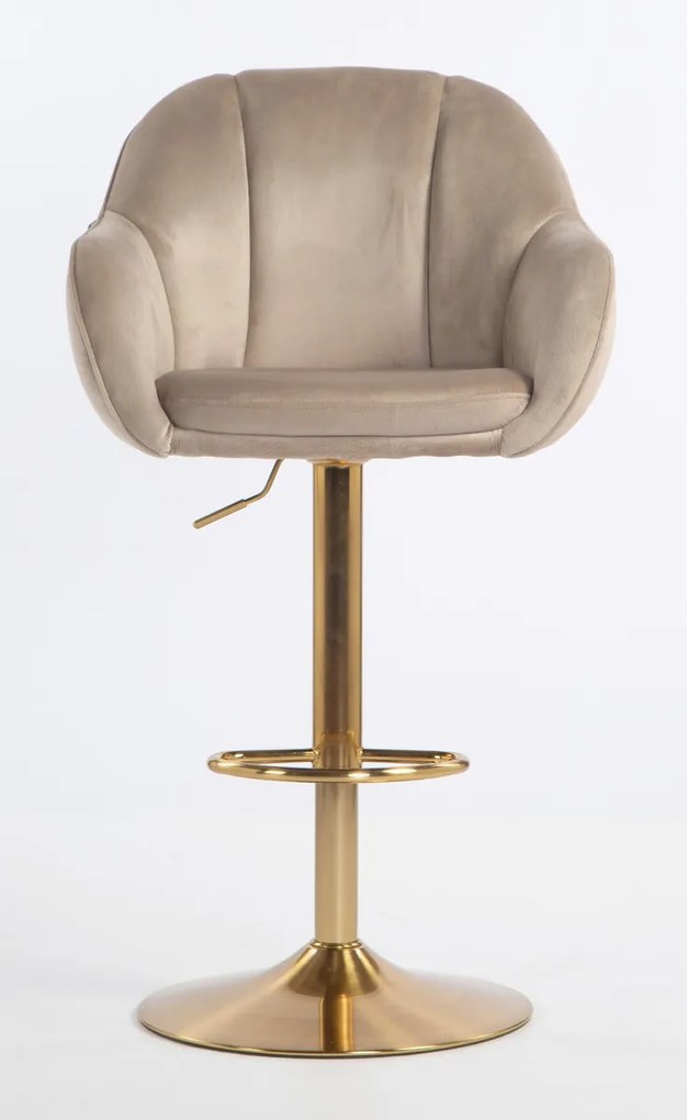 HR2055W Scaun Latte din Catifea cu Bază Aurie