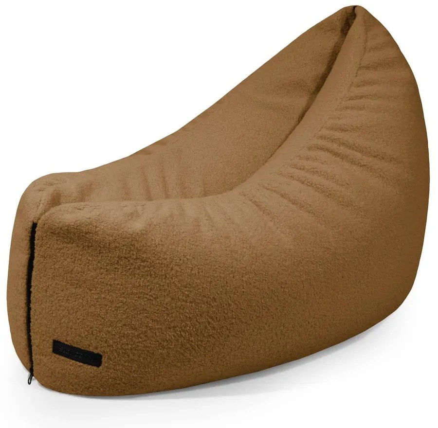 Fotoliu puf pentru copii maro cu tapițerie din țesătură bouclé Clip Clap 90 – SLOWDOWN