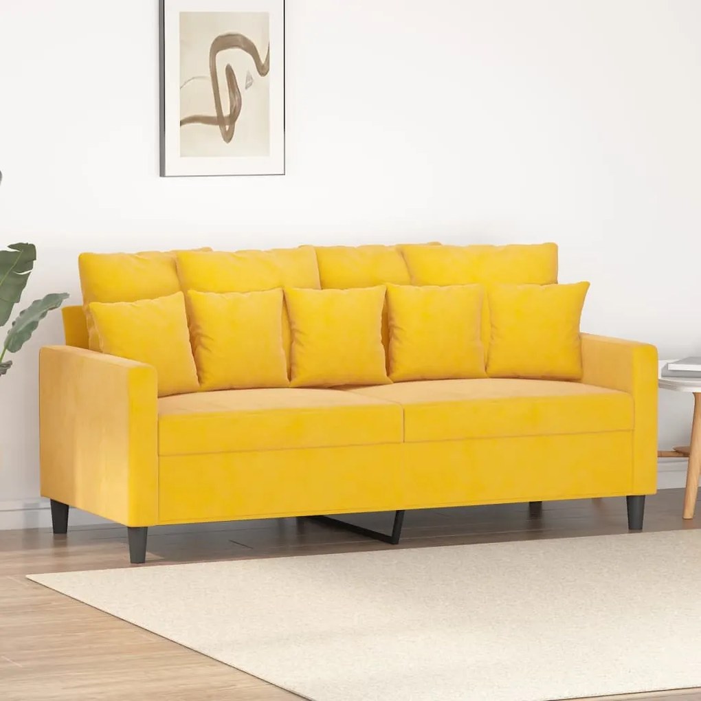 348881 vidaXL Canapea cu 2 locuri, galben, 140 cm, catifea