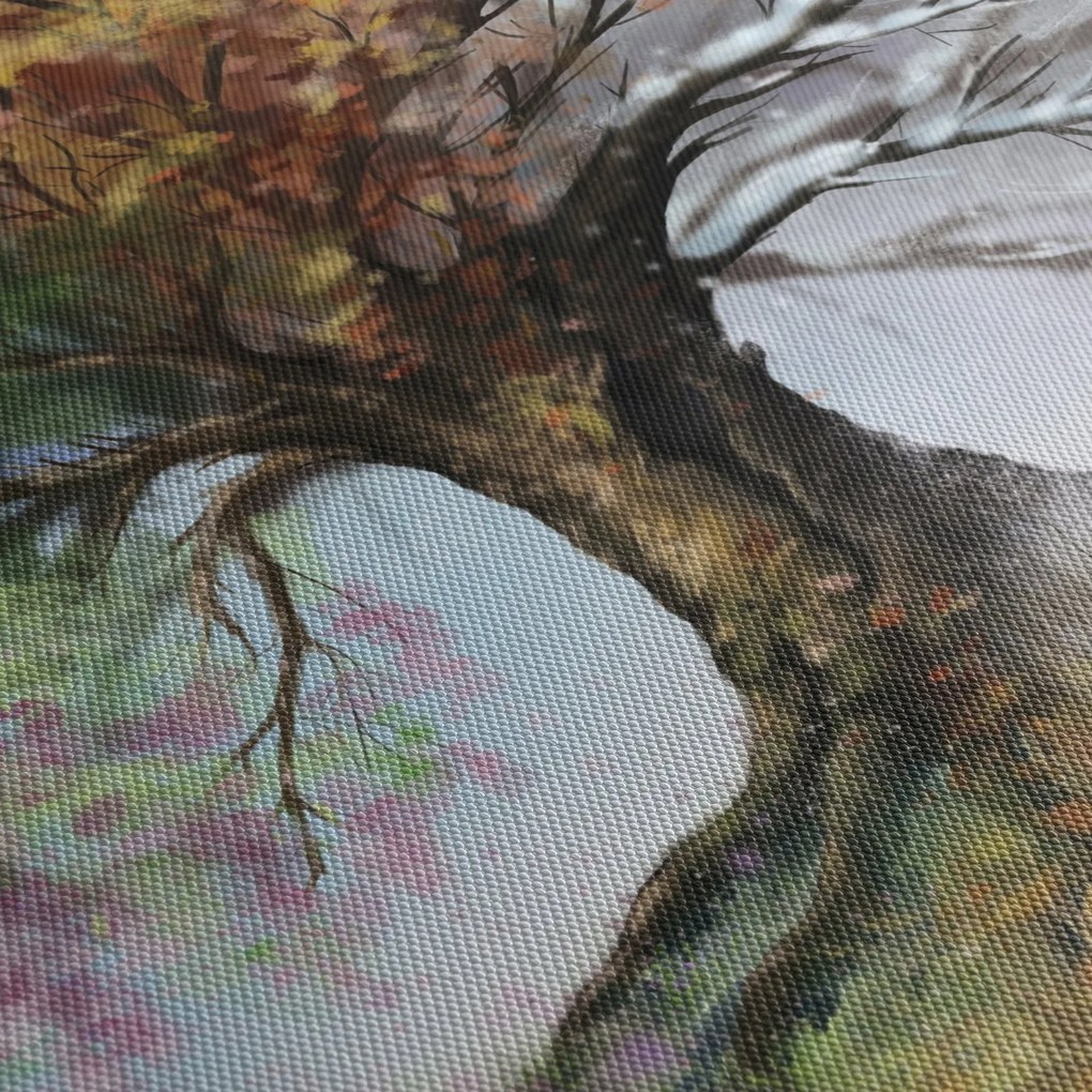 Tablou - Arborele celor patru anotimpuri (cu ceas) (90x30 cm)