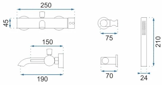 REA-B6635 - Set pentru cadă LUNGO, auriu