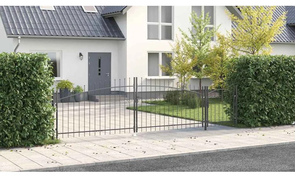 vidaXL Poartă de grădină cu blocare Gri 100 x 500 cm Oțel